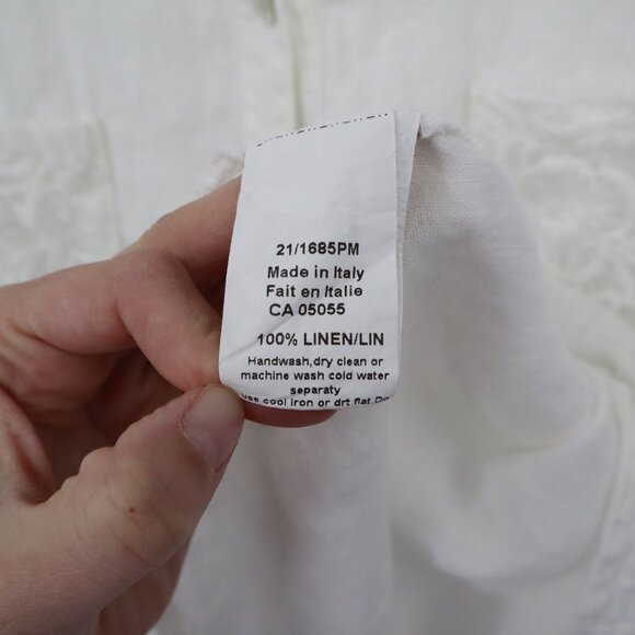 M Linen Top Women 2X White‎ Boho Romantic Prep Classy Feminine Delicate Ethereal - Picture 4 of 16